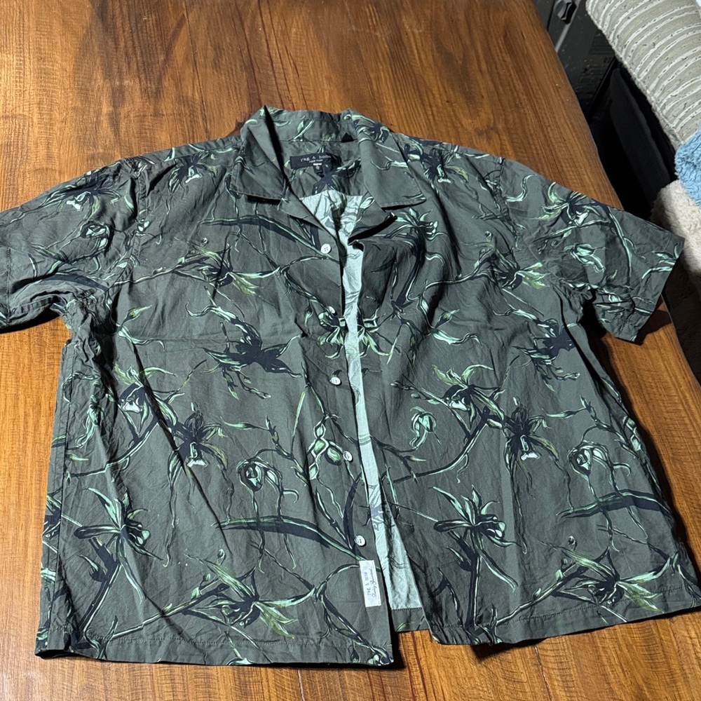 Rag & Bone Men's Olive Floral Shirt Jacket